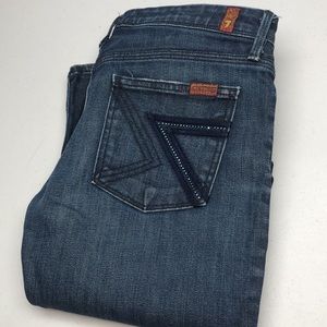 VINTAGE 7 for ALL MANKIND FLYNT FLARE BOOTS JEANS 29x33 MADE IN USA 🇺🇸